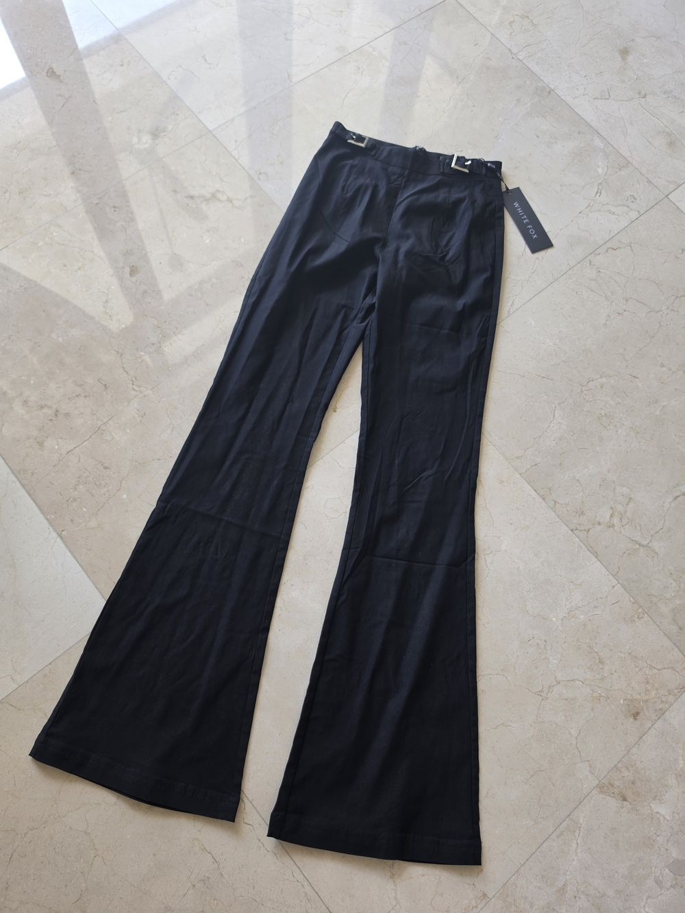 White Fox High-Waist Black Flared Pants
